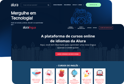Tela da Alura Plus e da Alura Lingua